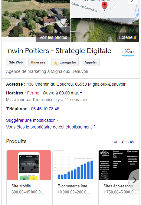 Fiche Google My Business L'Agence Digitaline