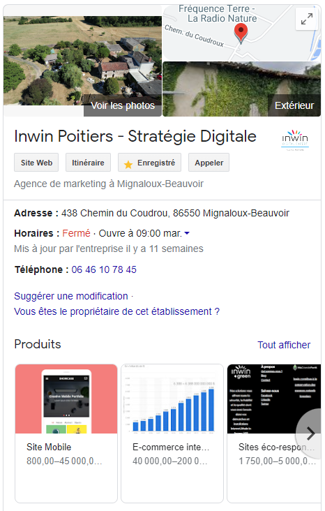 Fiche Google My Business L'Agence Digitaline