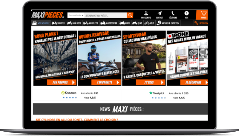 site web spécialement conçu pour les vendeurs de pièces auto - moto - vélo