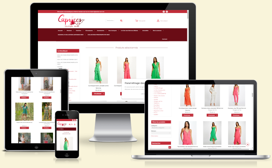 SItes e-commerce simples en mode Saas - Caprices boutique de mode